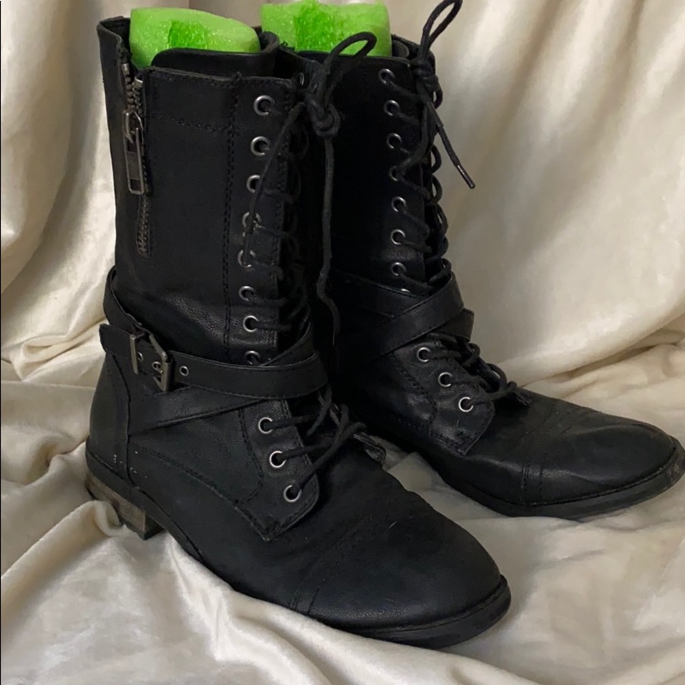 Black combat boots